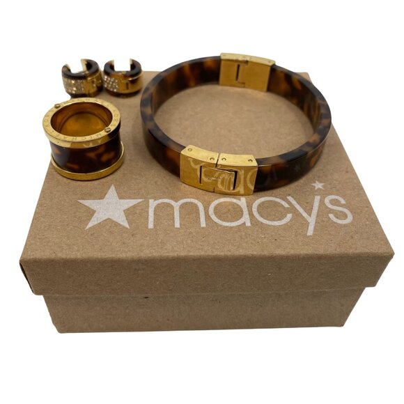 Michael Kors Brown Gold Classic Hoop Earrings Jewelry set | Women's Regular - Picture 1 of 3